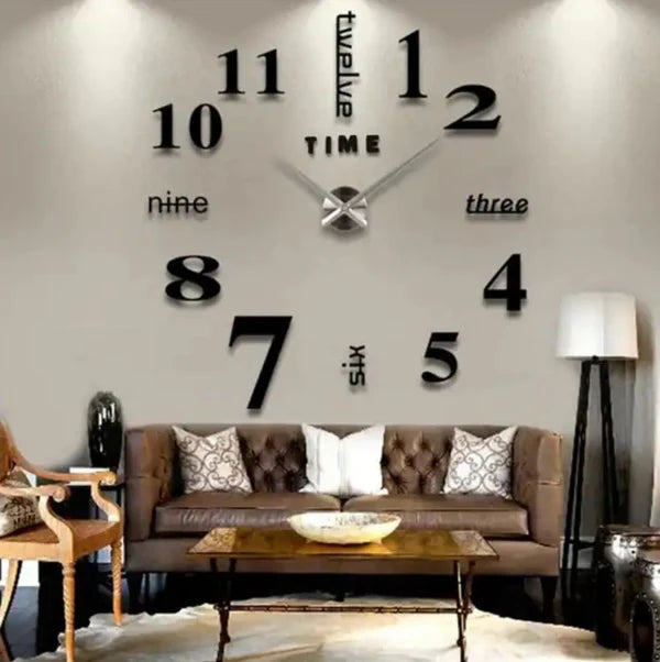 3D Wall Clock, Frameless Wall Clock DIY Wall Decoration, Wall Clock